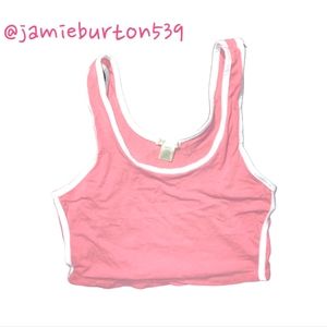 EUC Pink with white stripes crop top tank top